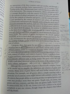 my marginalia on Amy Devitt's Writing Genres